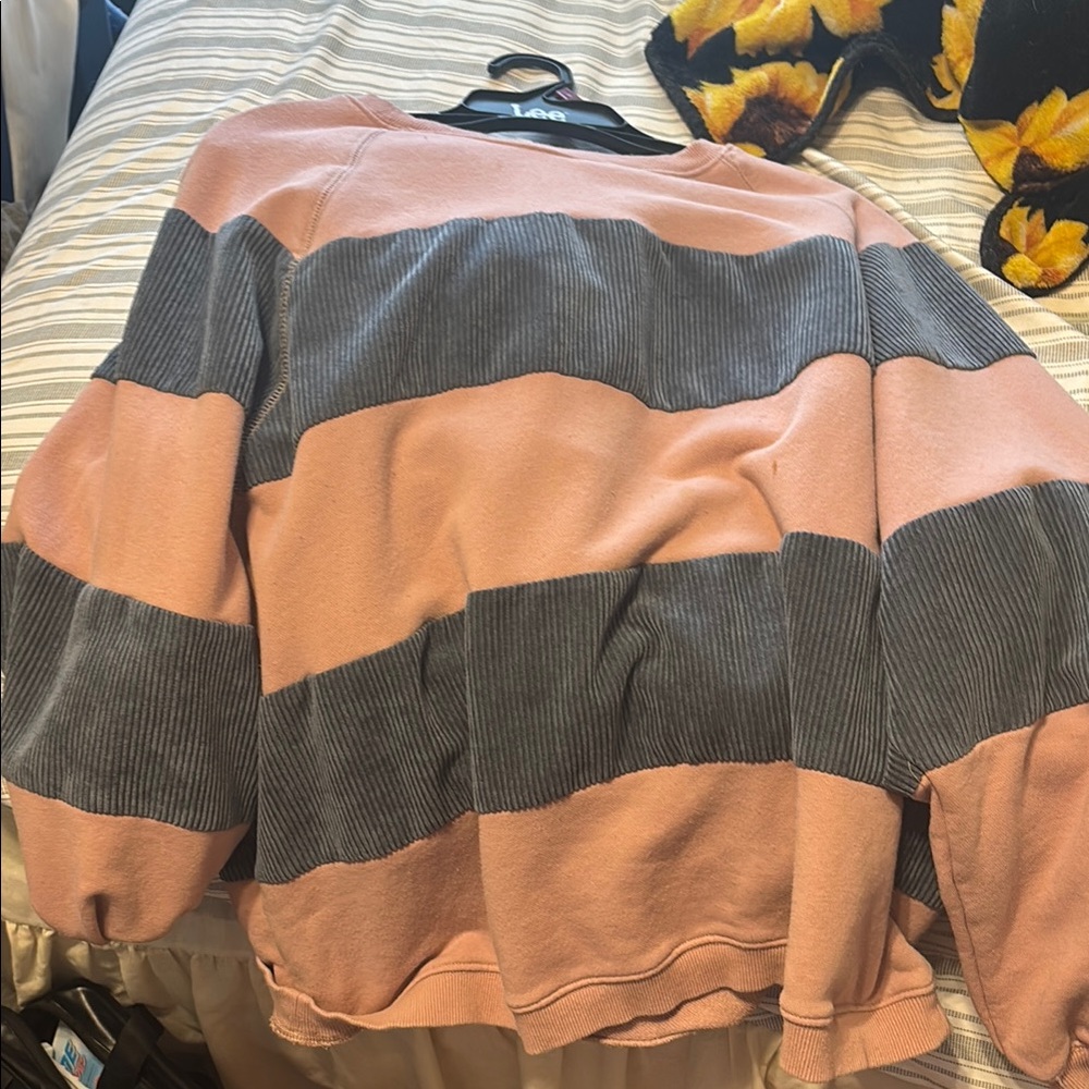 Striped Pink and Gray Sweater